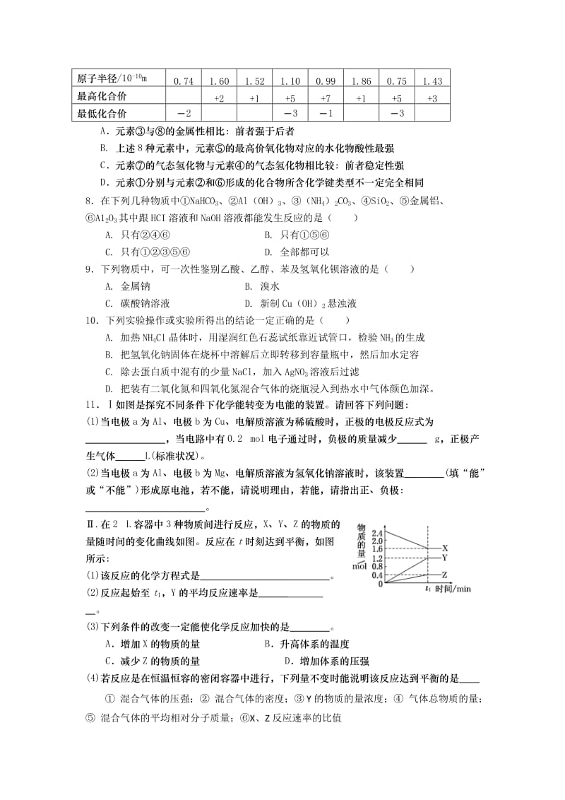 2019-2020年高一下学期期末复习综合练习题化学（5）含答案.doc_第2页