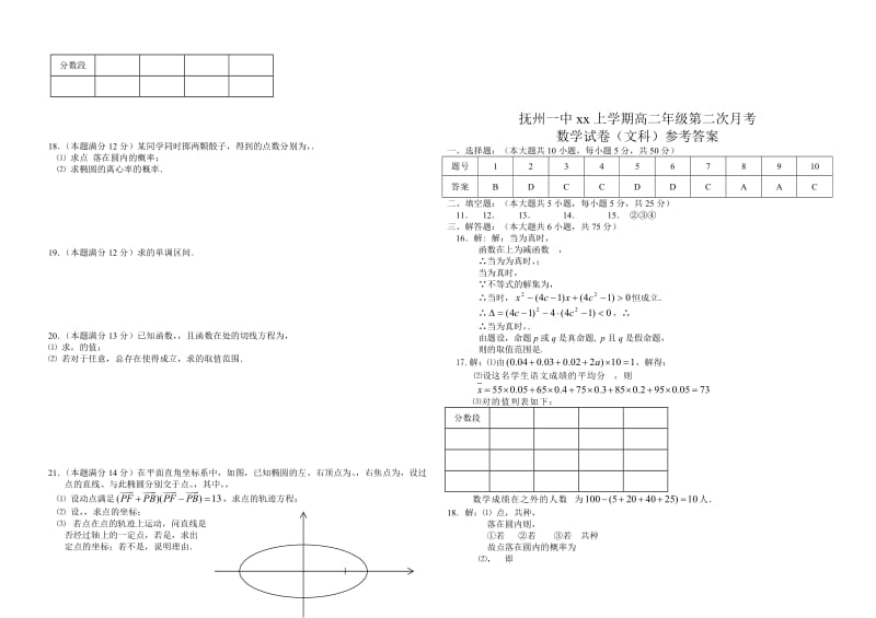 2019-2020年高二上学期第二次月考 文科数学 含答案.doc_第2页