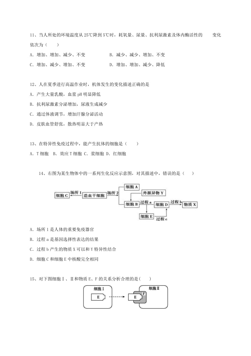 2019-2020年高二生物11月教学质量检测试题.doc_第3页