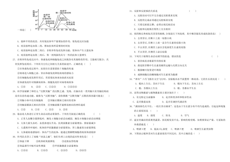 2019-2020年高二生物9月考试试卷.doc_第3页