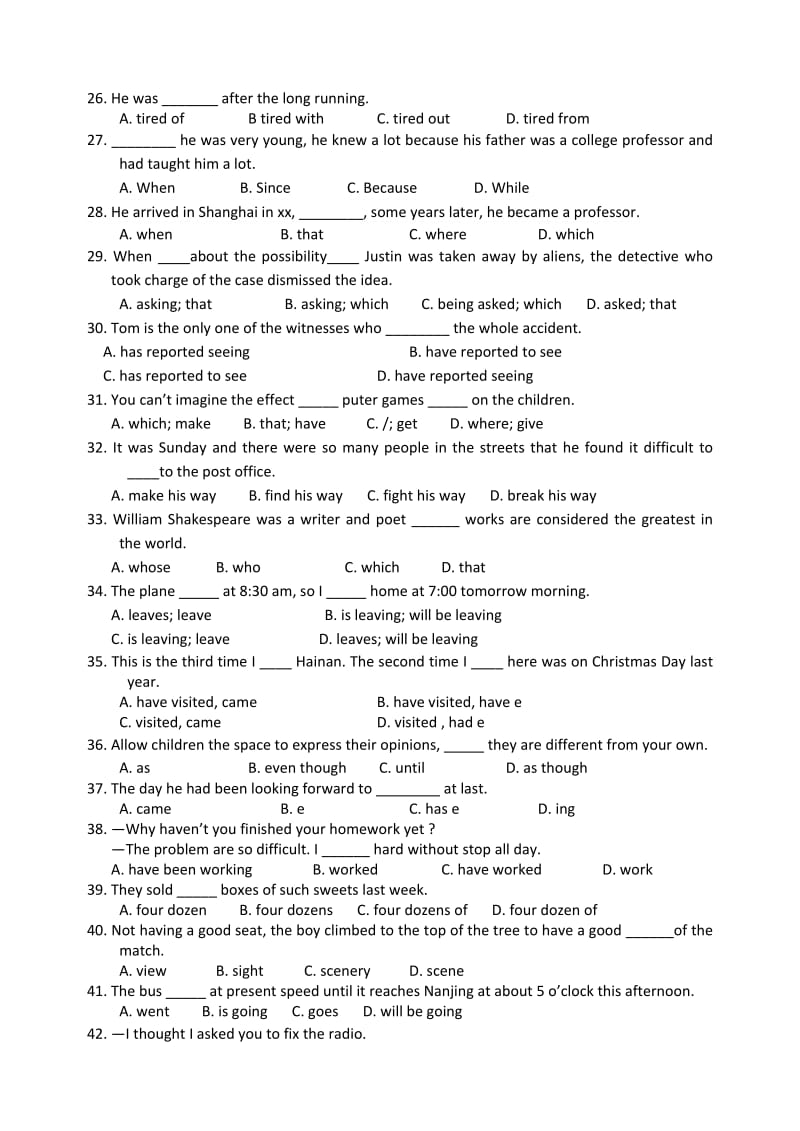 2019-2020年高一上学期第二次月考试卷 英语 含答案.doc_第3页