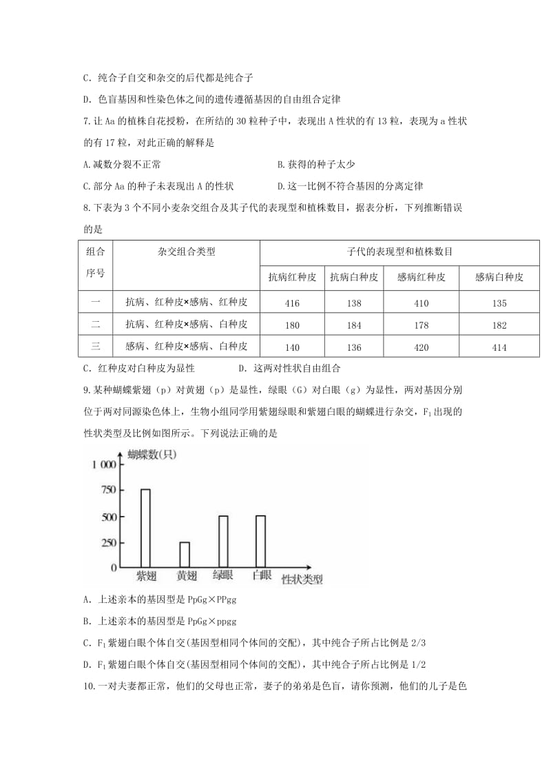 2019-2020年高二10月月考生物试题 含答案(III).doc_第2页