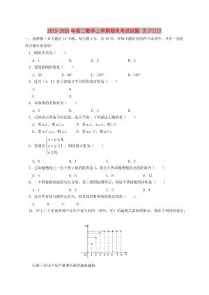 2019-2020年高二數(shù)學(xué)上學(xué)期期末考試試題 文(VIII).doc