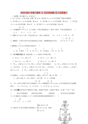 2019-2020年高二數(shù)學(xué)12月月考試題 文（無答案）.doc