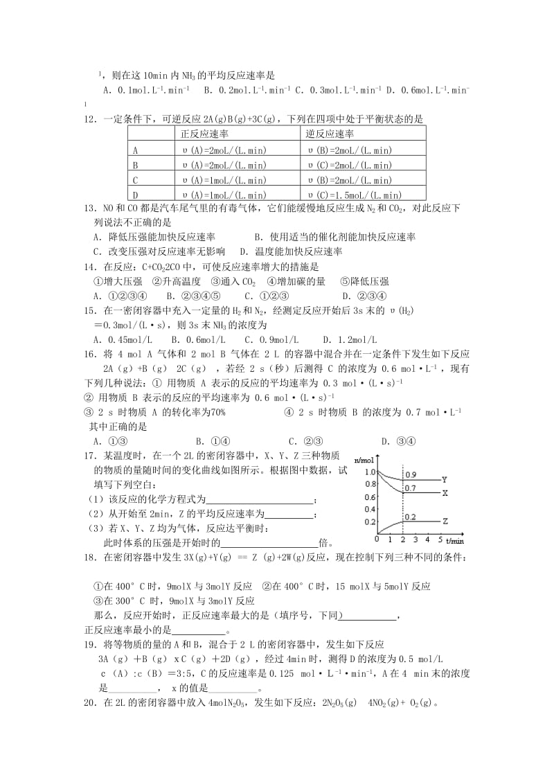 2019-2020年高一化学下学期 第10周周末练习.doc_第2页