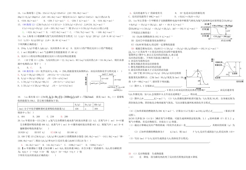 2019-2020年高考化学一轮复习《化学反应中的能量变化 》试题检测.doc_第2页