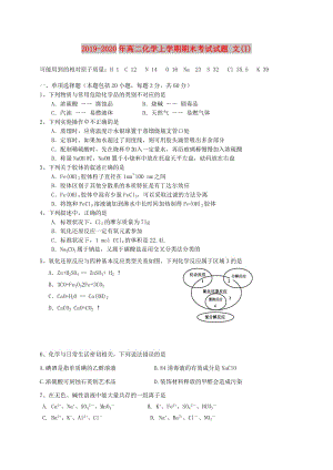 2019-2020年高二化學(xué)上學(xué)期期末考試試題 文(I).doc