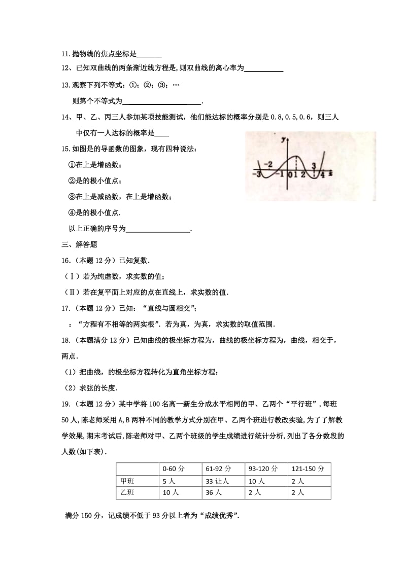 2019-2020年高二下学期第二次月考数学（文）试题 无答案(I).doc_第2页