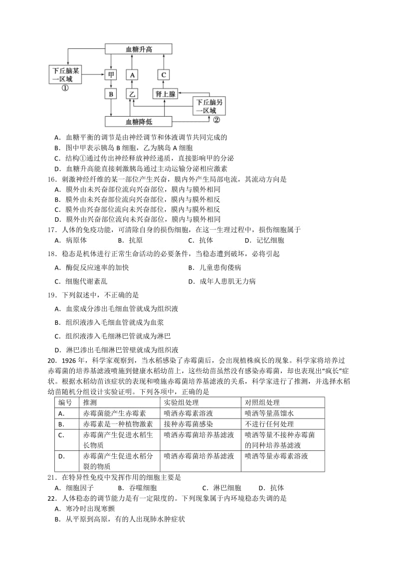 2019-2020年中考试试卷生物（选修）含答案.doc_第3页