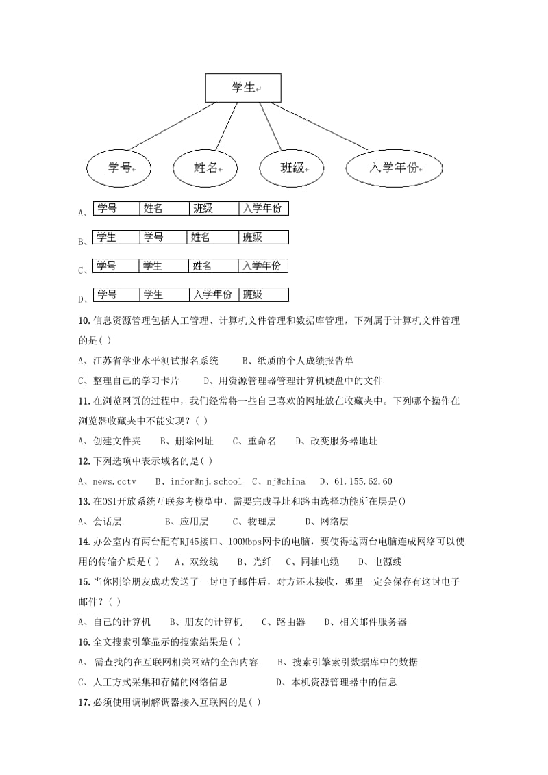 2019-2020年高二信息技术上学期第二次月训试题.doc_第2页