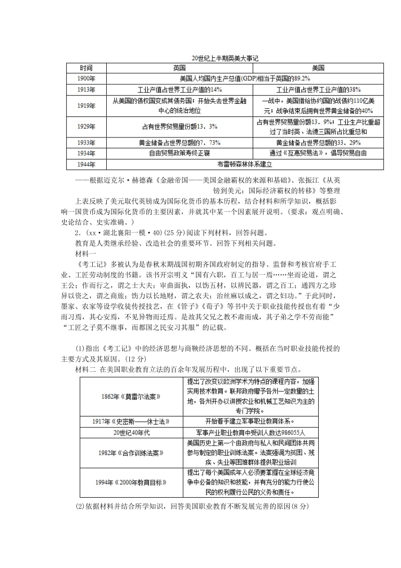 2019-2020年高考历史二轮复习试题分类汇编 罗斯福新政和当代资本主义的新变化(I).doc_第2页