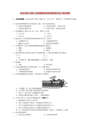 2019-2020年高一上學(xué)期期末考試生物試卷 Word版含答案.doc