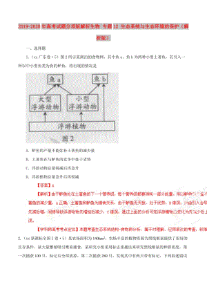 2019-2020年高考試題分項(xiàng)版解析生物 專題12 生態(tài)系統(tǒng)與生態(tài)環(huán)境的保護(hù)（解析版）.doc