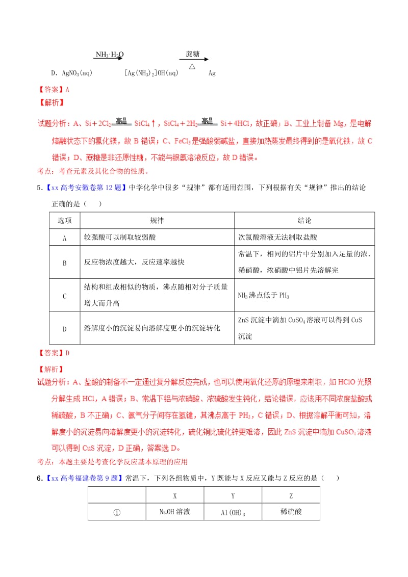 2019-2020年高考化学试题分项精析 专题12 非金属及其化合物的综合应用（含解析）.doc_第3页