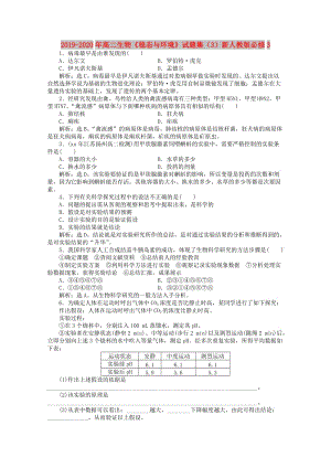 2019-2020年高二生物《穩(wěn)態(tài)與環(huán)境》試題集（3）新人教版必修3.doc