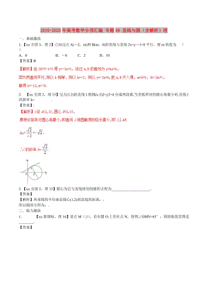 2019-2020年高考數(shù)學(xué)分項(xiàng)匯編 專題08 直線與圓（含解析）理.doc