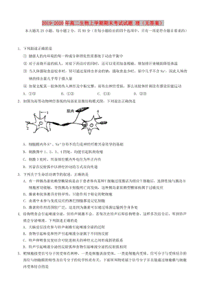 2019-2020年高二生物上學期期末考試試題 理（無答案）.doc