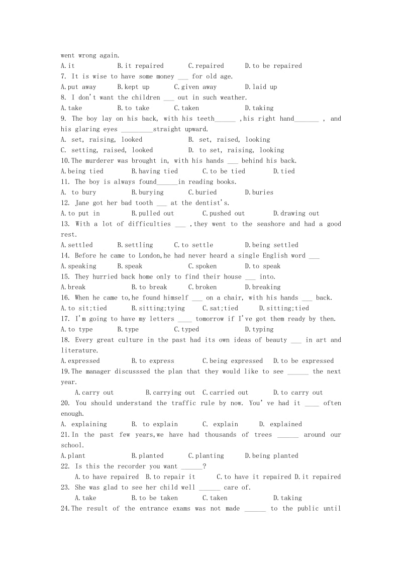 2019-2020年高二上学期第八次周练英语试题 含答案.doc_第3页