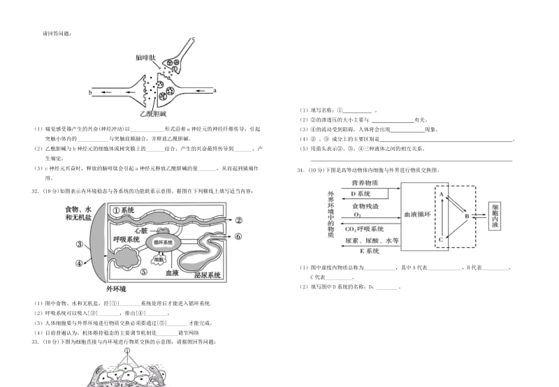 2019-2020年高二生物上学期第二次月考试题 文.doc_第3页