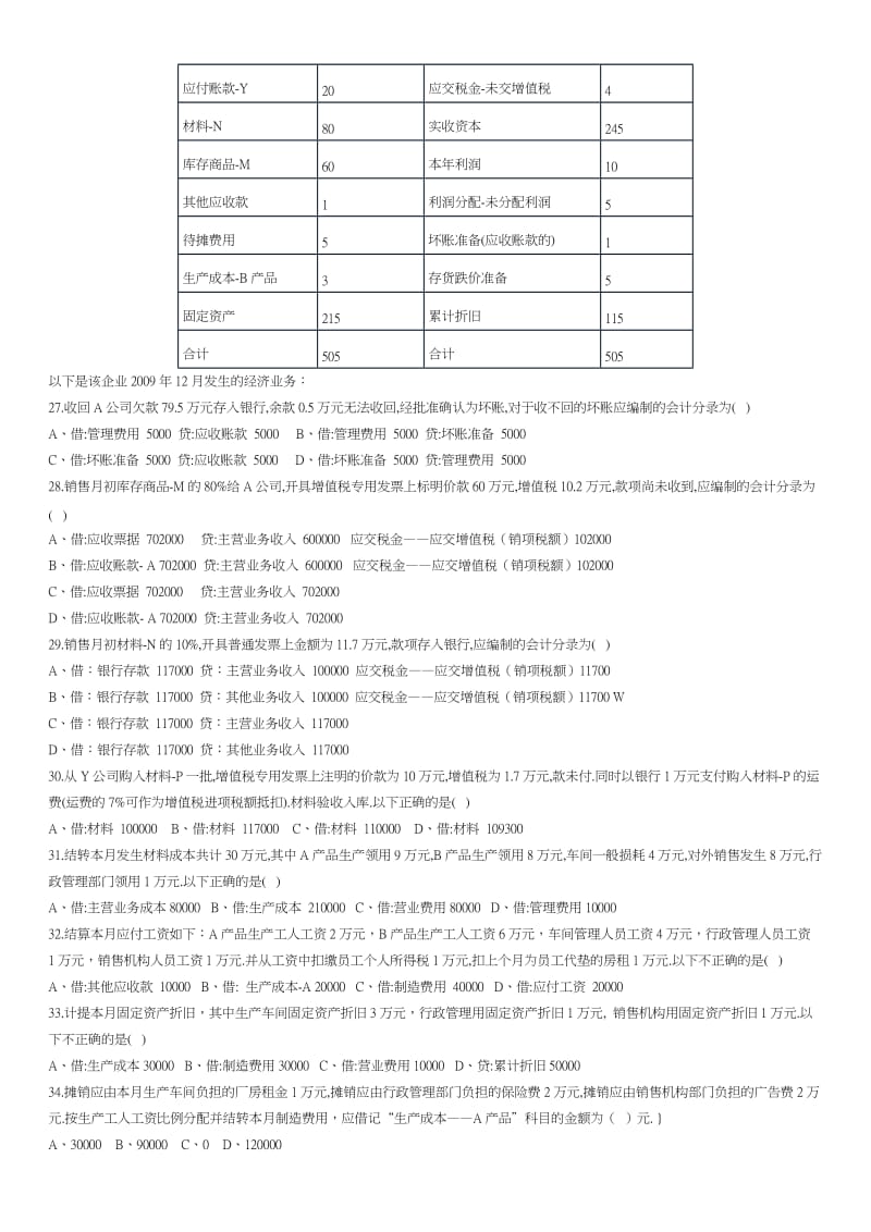 XXXX年下半年 深圳会计资格考试 《会计基础》模拟试题一、二及其答案.doc_第3页