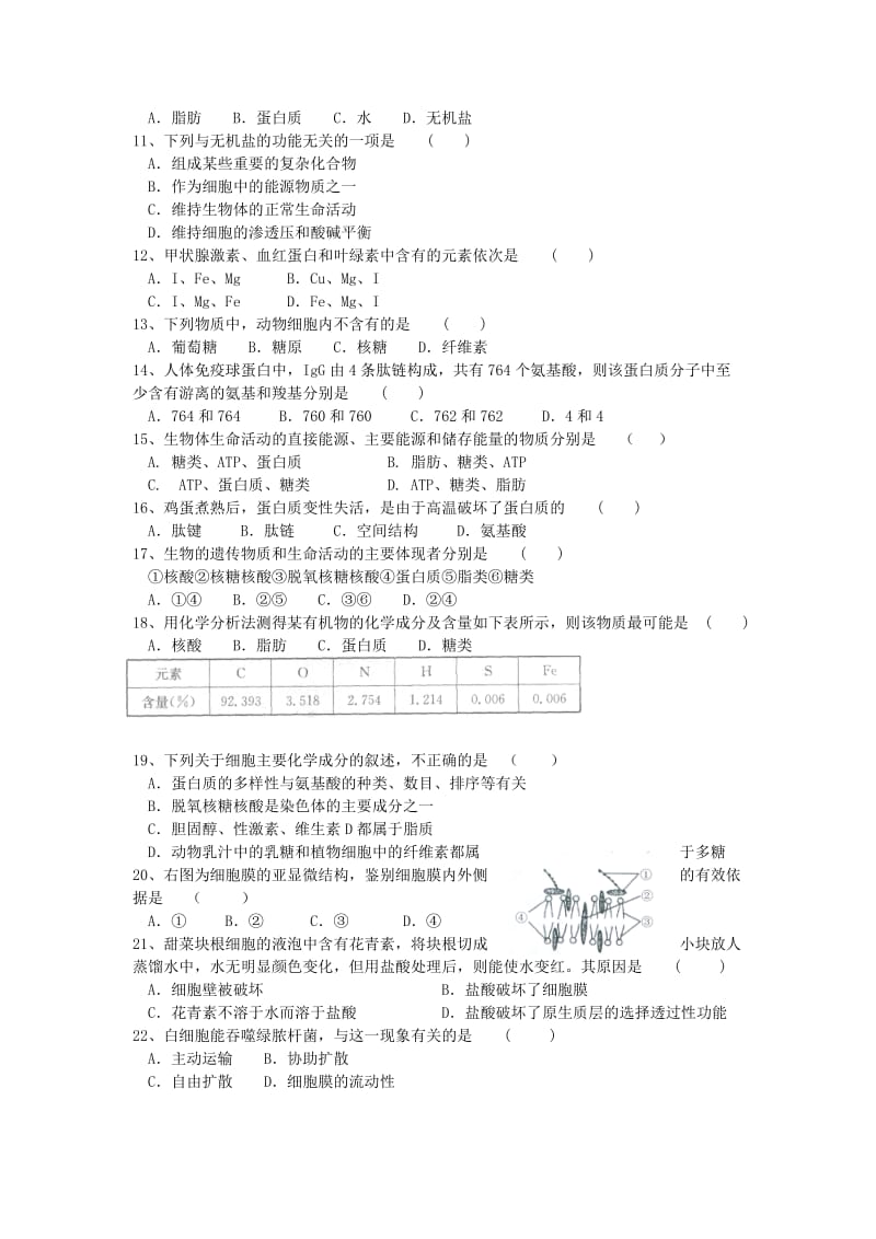 2019-2020年高二上学期期中考试生物试题.doc_第2页