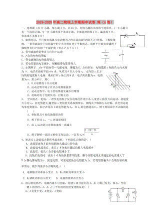 2019-2020年高二物理上學(xué)期期中試卷 理（A卷）.doc