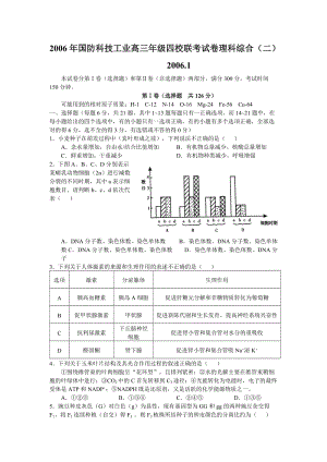 西安國防科技工業(yè)四校06屆高三聯(lián)考試卷理綜試題(二)(附答案).doc