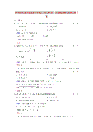 2019-2020年高考數(shù)學(xué)一輪復(fù)習(xí) 第九章 第3講 圓的方程 文 新人教A版.doc