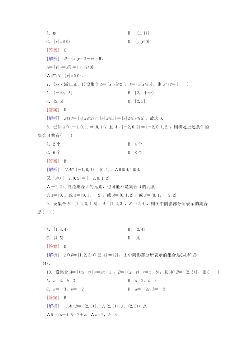 2019-2020年高中数学 第一章 集合综合测试（B）新人教B版必修1.doc_第2页