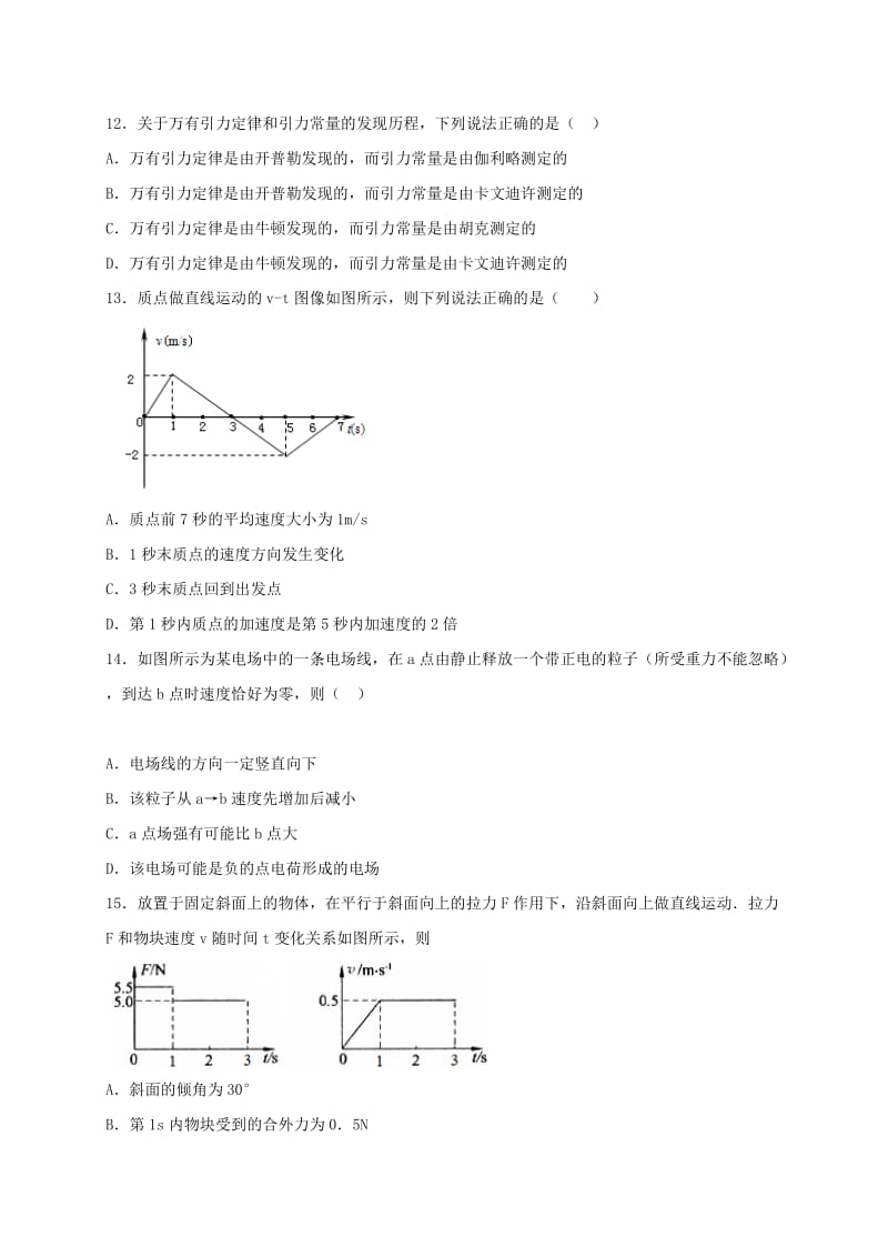 2019-2020年高三（高补班）下学期周练（1）物理试题 含答案.doc_第3页