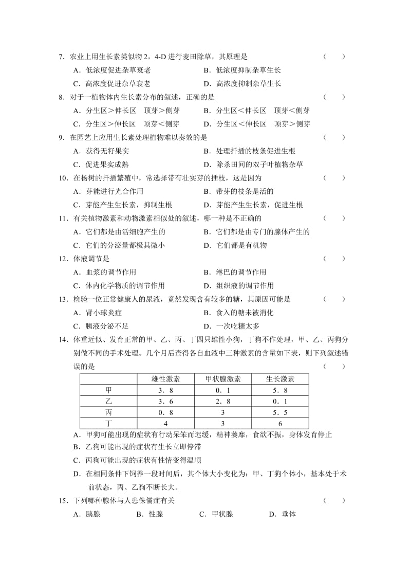 2019-2020年高三生物必修部分单元测试（04）.doc_第2页