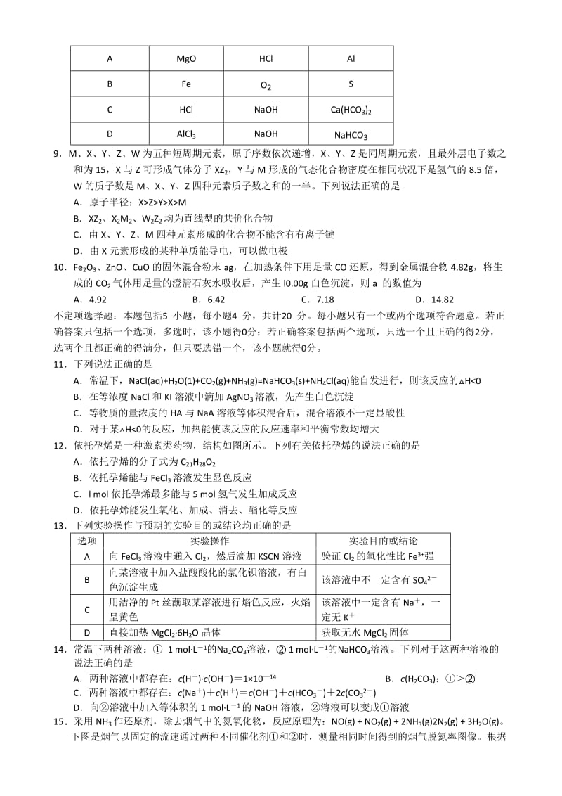 2019-2020年高三上学期10月月考试题化学含答案.doc_第2页