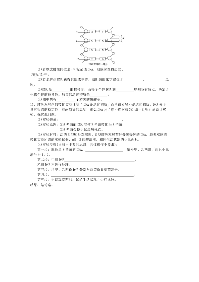 2019-2020年高中生物《3.2 DNA分子的结构》训练案新人教版必修2.doc_第3页