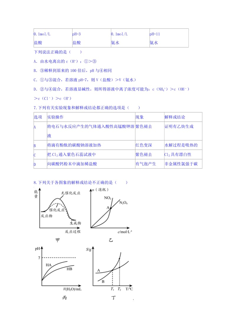 2019-2020年高三上学期周练（8.14）化学试题 含解析.doc_第2页