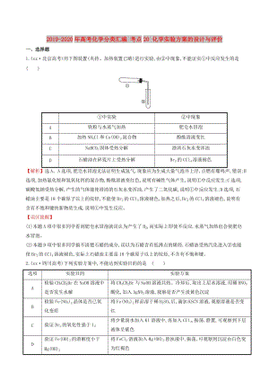 2019-2020年高考化學(xué)分類匯編 考點20 化學(xué)實驗方案的設(shè)計與評價.doc