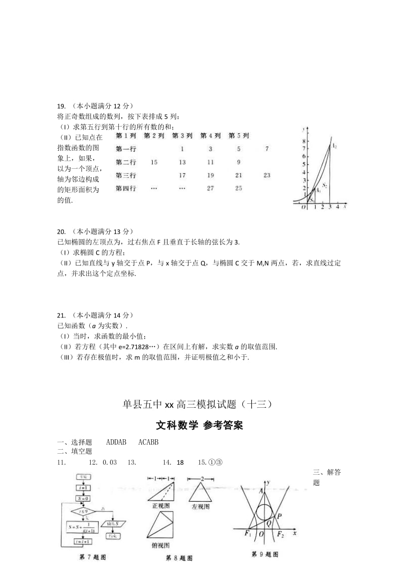 2019-2020年高三下学期模拟（十三）数学文试卷含答案.doc_第3页