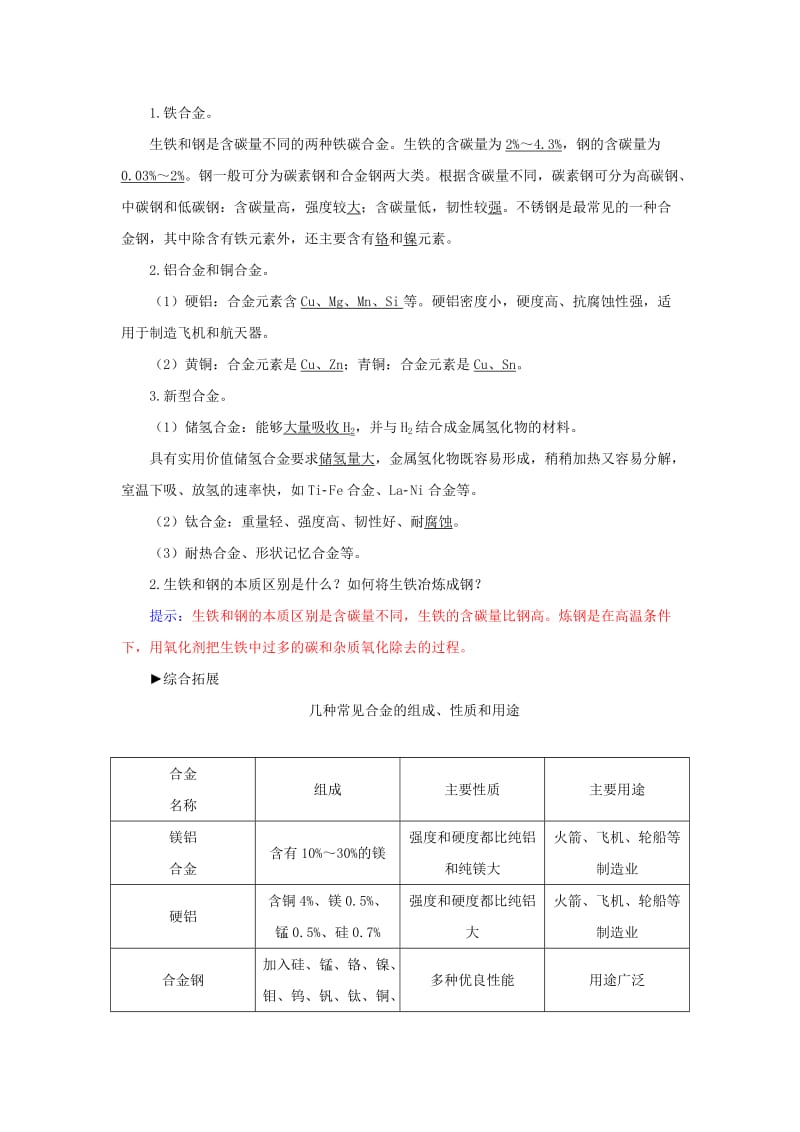 2019-2020年高中化学 第三章 第一节 合金练习 新人教版选修1.doc_第2页