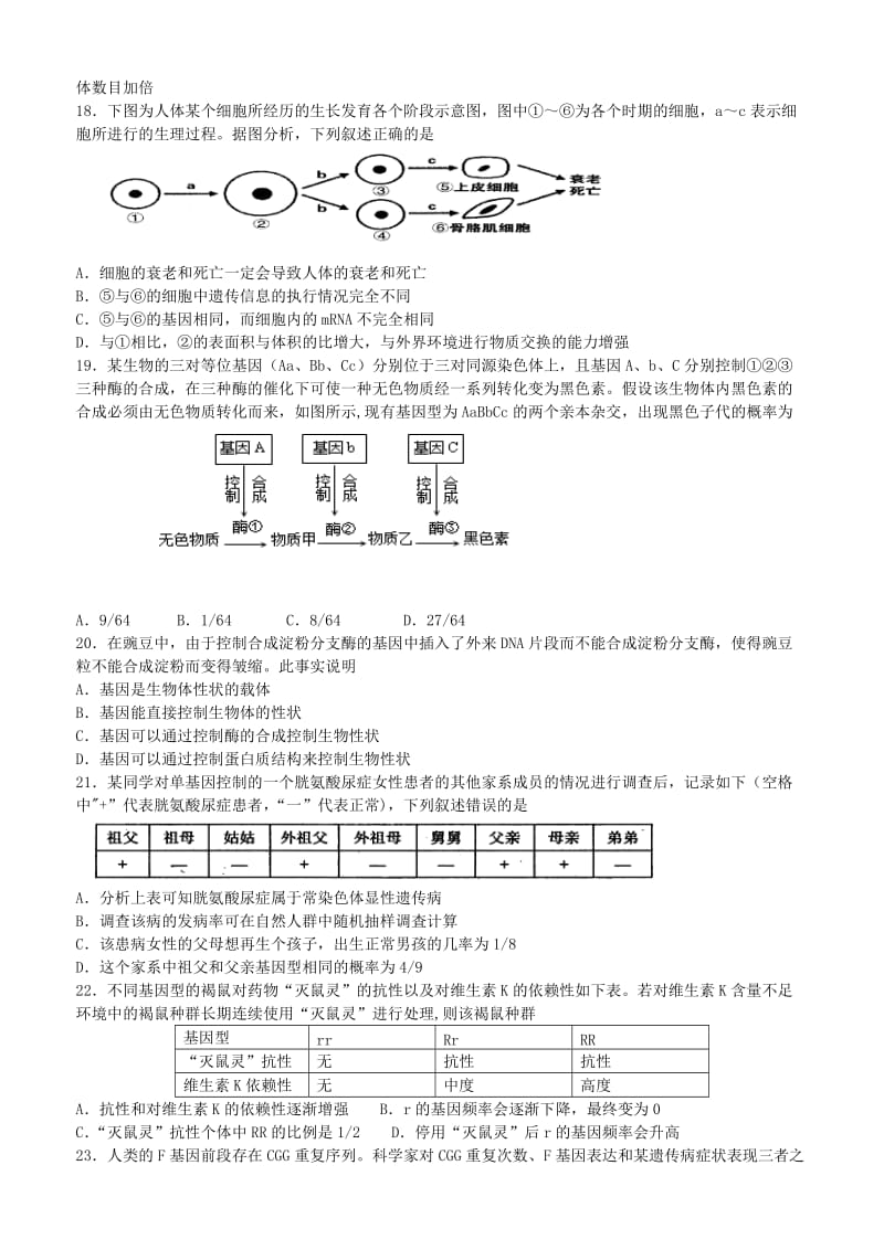 2019-2020年高三生物每日一练7.doc_第3页