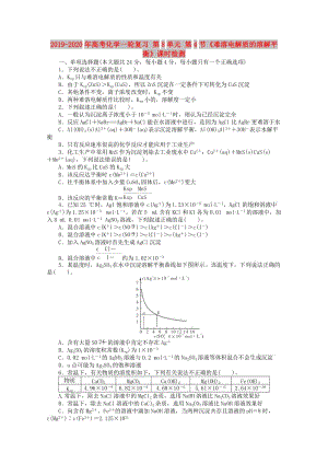 2019-2020年高考化學一輪復習 第8單元 第4節(jié)《難溶電解質(zhì)的溶解平衡》課時檢測.doc