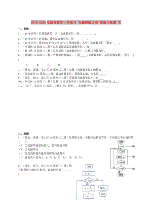 2019-2020年高考數(shù)學(xué)一輪復(fù)習(xí) 專題突破訓(xùn)練 復(fù)數(shù)與框圖 文.doc