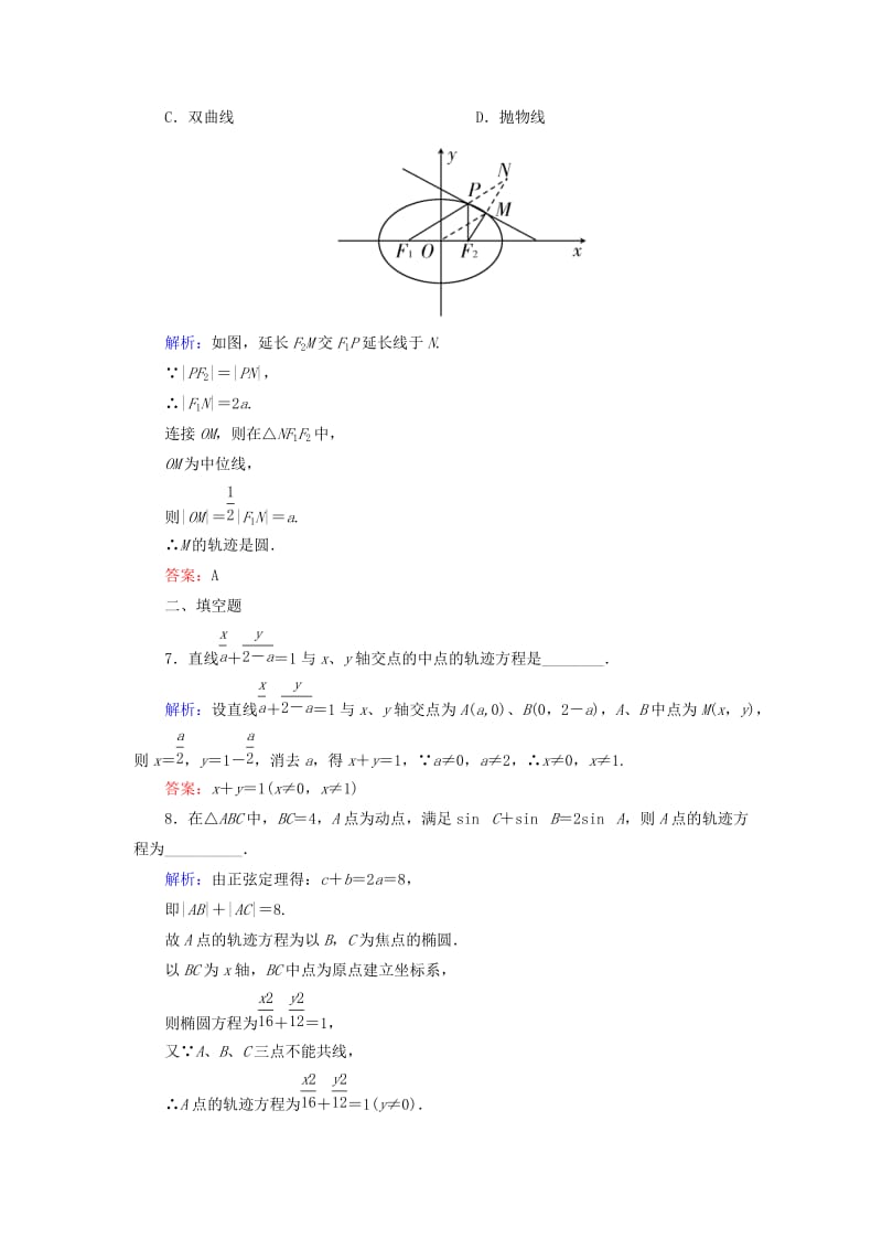 2019-2020年高考数学一轮复习 8.8曲线与方程课时跟踪训练 文.doc_第3页