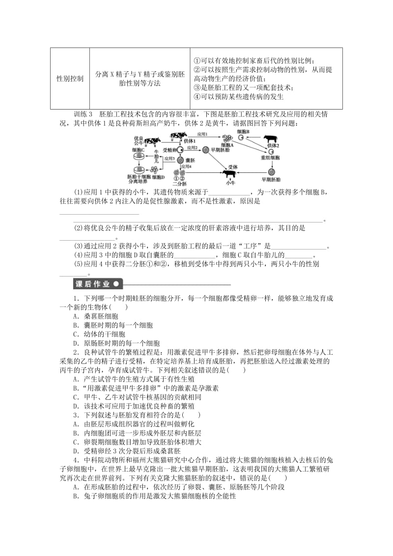 2019-2020年高中生物 第三章 胚胎工程章末复习（含解析）苏教版选修3.doc_第3页