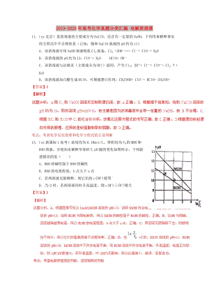 2019-2020年高考化學真題分類匯編 電解質溶液.doc