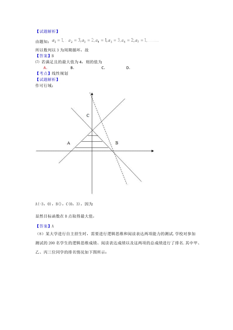 2019-2020年高三第一学期期末质量抽测数学理试题 含解析.doc_第3页