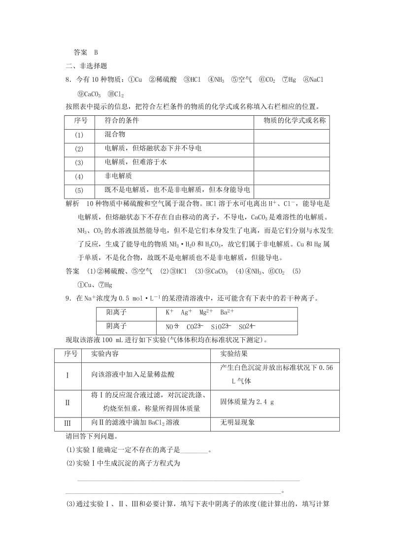 2019-2020年高考化学一轮总复习专题 离子反应检测题 新人教版.doc_第3页