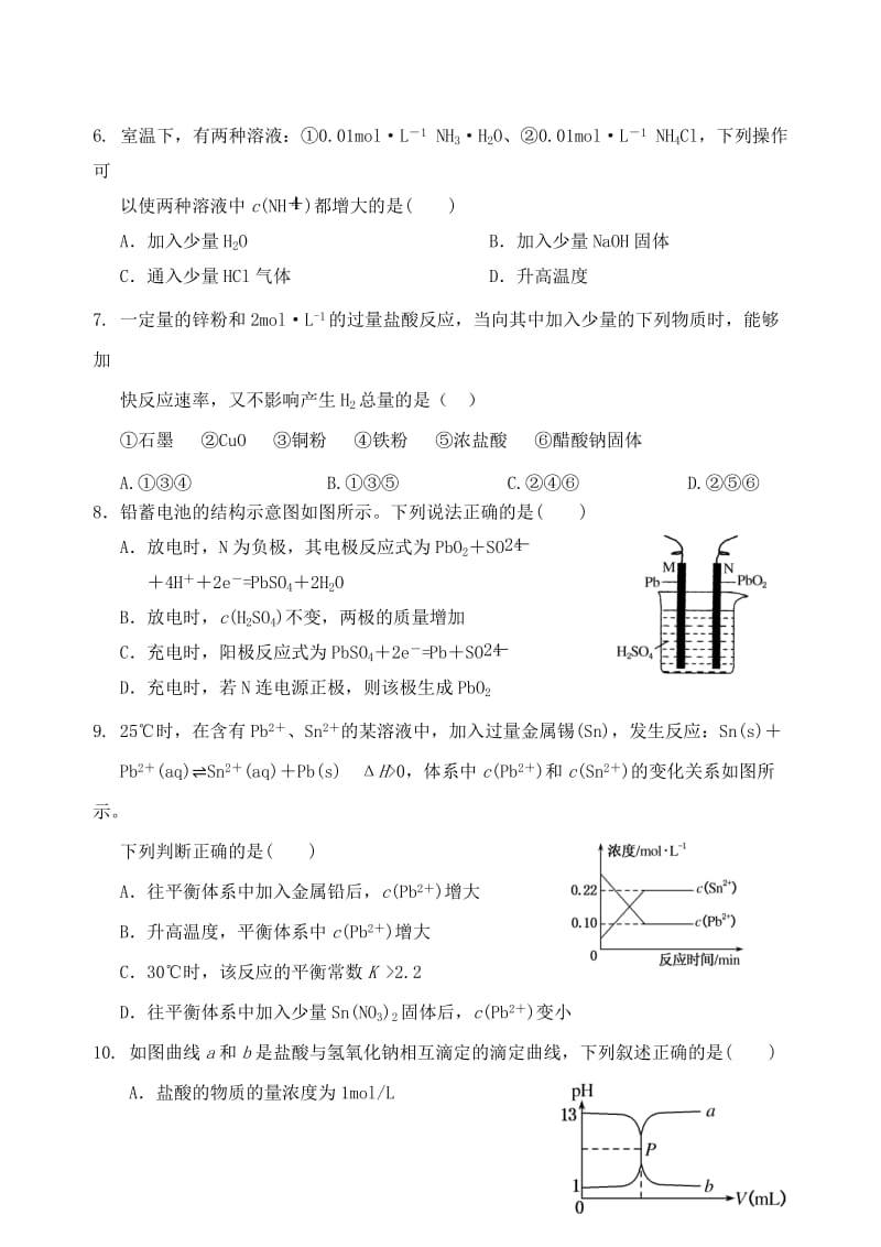 2019-2020年高二上学期期末考试化学题 含答案.doc_第2页