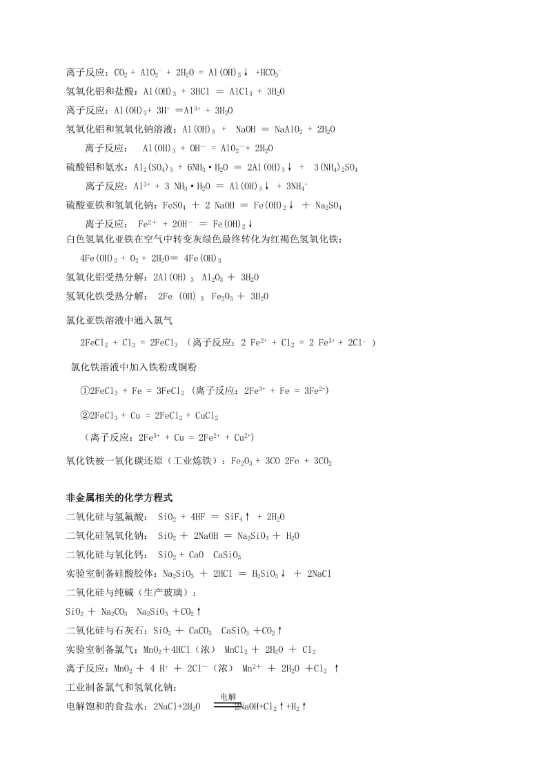 2019-2020年高中化学 学业水平测试方程式整理.doc_第2页