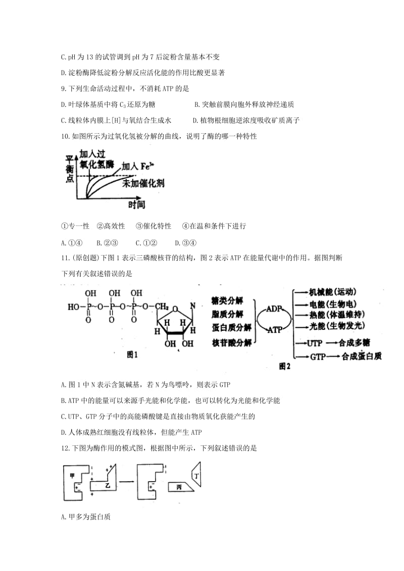 2019-2020年高二上学期周考（9.11）生物试题 含答案.doc_第3页