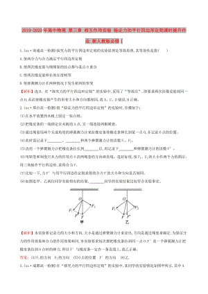 2019-2020年高中物理 第三章 相互作用實(shí)驗(yàn) 驗(yàn)證力的平行四邊形定則課時(shí)提升作業(yè) 新人教版必修1.doc