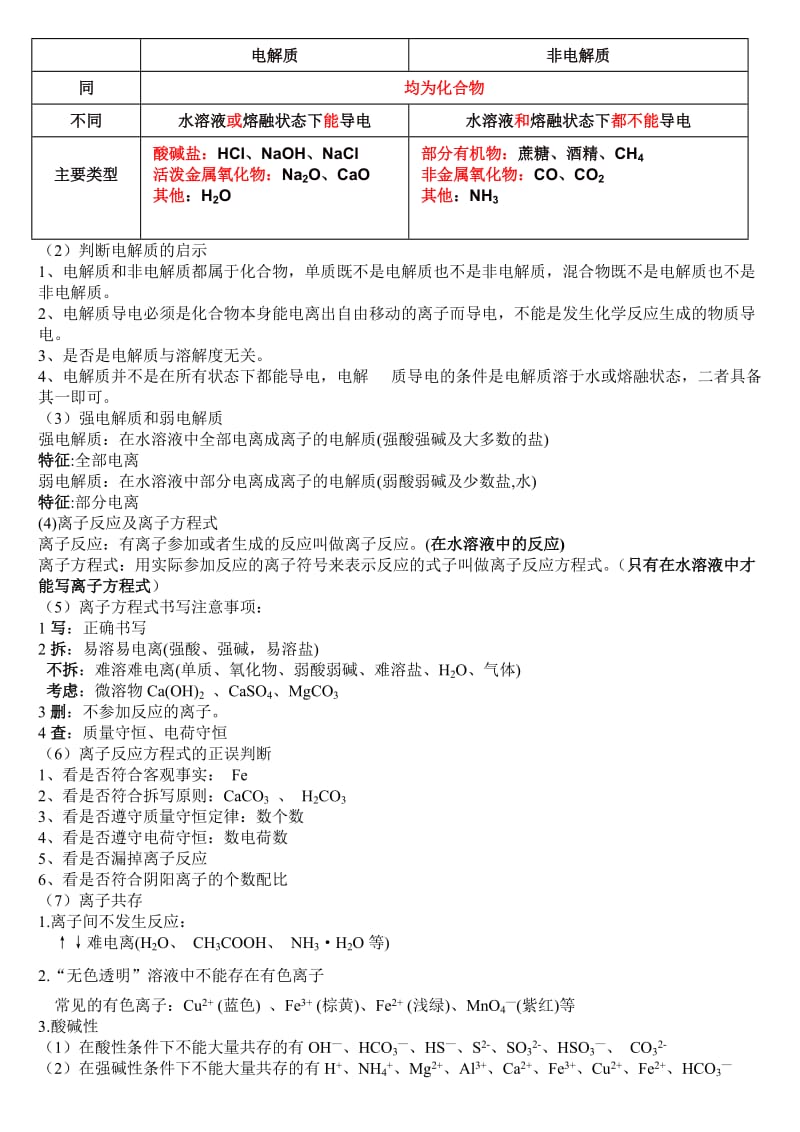 2019-2020年高考化学 离子反应复习试题.doc_第3页